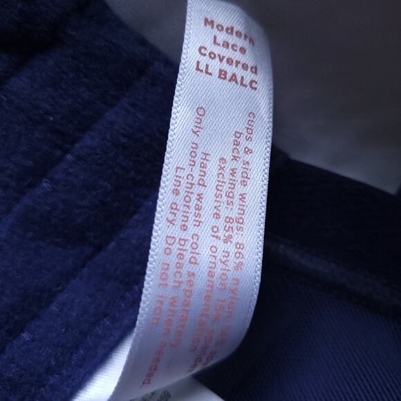 Cacique Modern Lace Covered Lightly Lines Balconette 46DDD Bra Navy Blue White - Picture 4 of 4